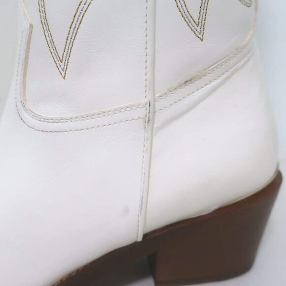 Partlow Abigail 55 Metallic-Embroidered Cowboy Boots White Leather Size 39 - Picture 10 of 16
